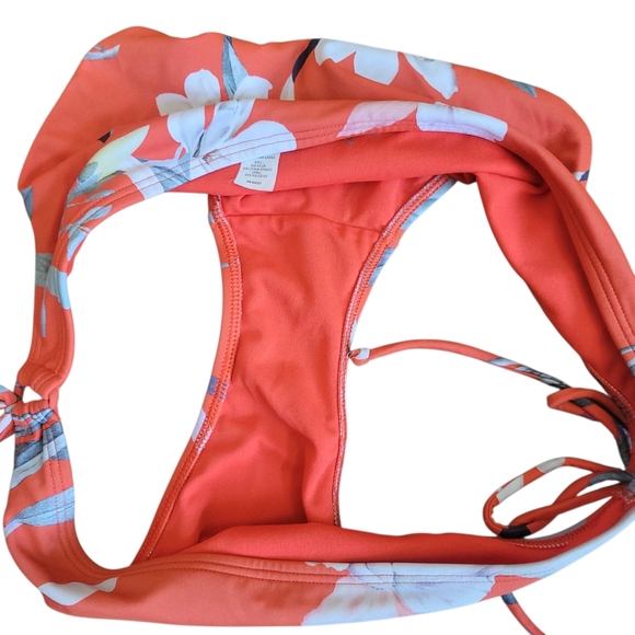 Athleta Floral Halter Bikini Set M Top L Bottom Coral Tropical Swim - Picture 11 of 13